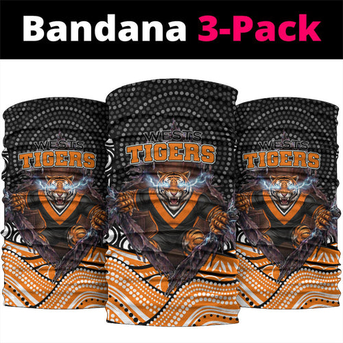 Wests Tigers Neck Gaiter The Scream of Lightning Eyes - Indigenous Dot Ripping Effect