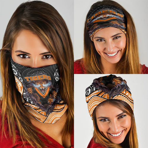 Wests Tigers Neck Gaiter The Scream of Lightning Eyes - Indigenous Dot Ripping Effect