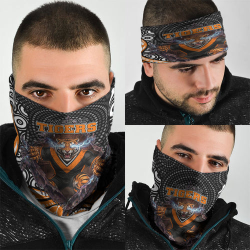 Wests Tigers Neck Gaiter The Scream of Lightning Eyes - Indigenous Dot Ripping Effect