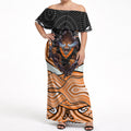 Wests Tigers Off Shoulder Maxi Dress The Scream of Lightning Eyes - Indigenous Dot Ripping Effect