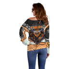 Wests Tigers Off Shoulder Sweater The Scream of Lightning Eyes - Indigenous Dot Ripping Effect