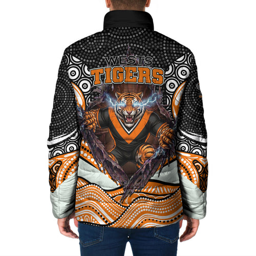 Wests Tigers Padded Jacket The Scream of Lightning Eyes - Indigenous Dot Ripping Effect