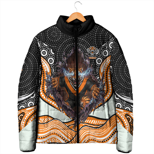 Wests Tigers Padded Jacket The Scream of Lightning Eyes - Indigenous Dot Ripping Effect