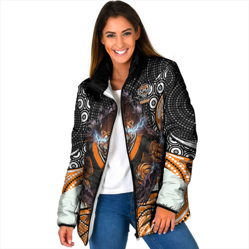 Wests Tigers Padded Jacket The Scream of Lightning Eyes - Indigenous Dot Ripping Effect