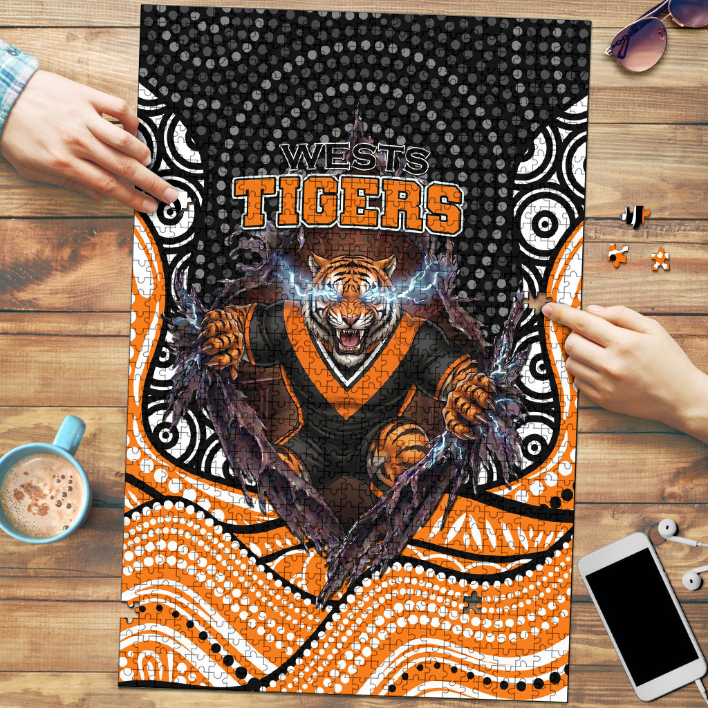 Wests Tigers Puzzle The Scream of Lightning Eyes - Indigenous Dot Ripping Effect