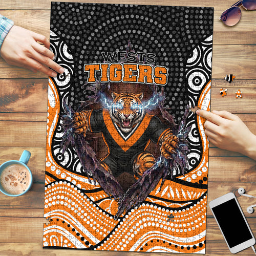 Wests Tigers Puzzle The Scream of Lightning Eyes - Indigenous Dot Ripping Effect