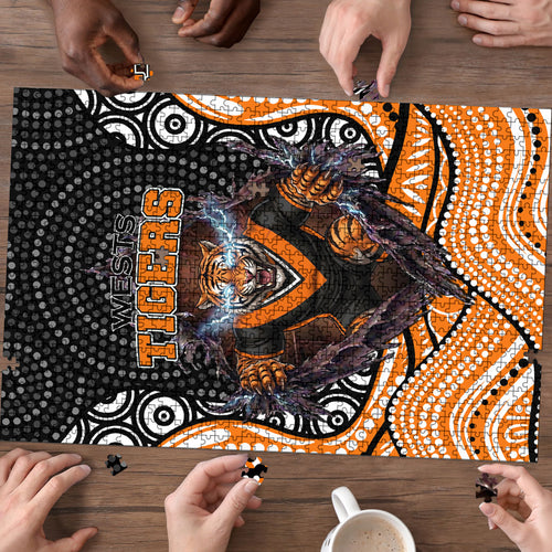 Wests Tigers Puzzle The Scream of Lightning Eyes - Indigenous Dot Ripping Effect
