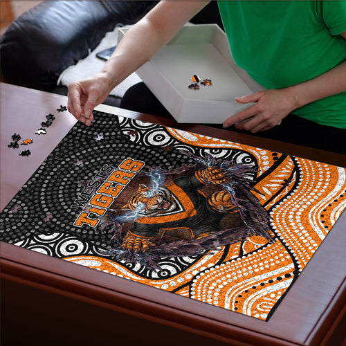 Wests Tigers Puzzle The Scream of Lightning Eyes - Indigenous Dot Ripping Effect