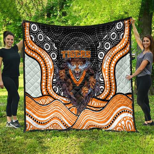 Wests Tigers Quilt The Scream of Lightning Eyes - Indigenous Dot Ripping Effect