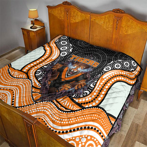 Wests Tigers Quilt The Scream of Lightning Eyes - Indigenous Dot Ripping Effect