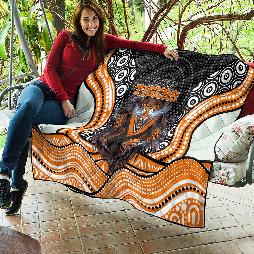 Wests Tigers Quilt The Scream of Lightning Eyes - Indigenous Dot Ripping Effect