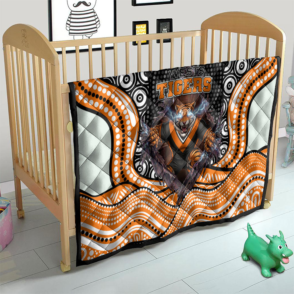 Wests Tigers Quilt The Scream of Lightning Eyes - Indigenous Dot Ripping Effect