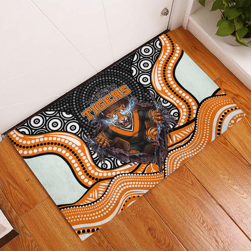 Wests Tigers Rubber Doormat The Scream of Lightning Eyes - Indigenous Dot Ripping Effect