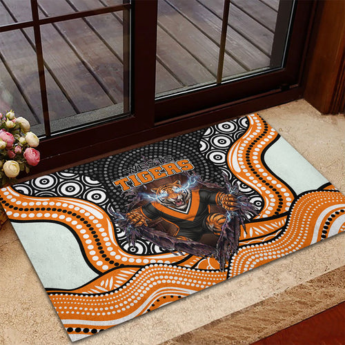 Wests Tigers Rubber Doormat The Scream of Lightning Eyes - Indigenous Dot Ripping Effect