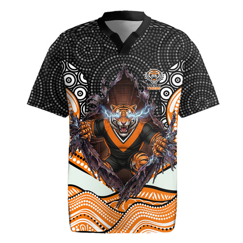Wests Tigers Rugby Jersey The Scream of Lightning Eyes - Indigenous Dot Ripping Effect