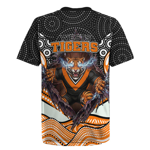 Wests Tigers Rugby Jersey The Scream of Lightning Eyes - Indigenous Dot Ripping Effect