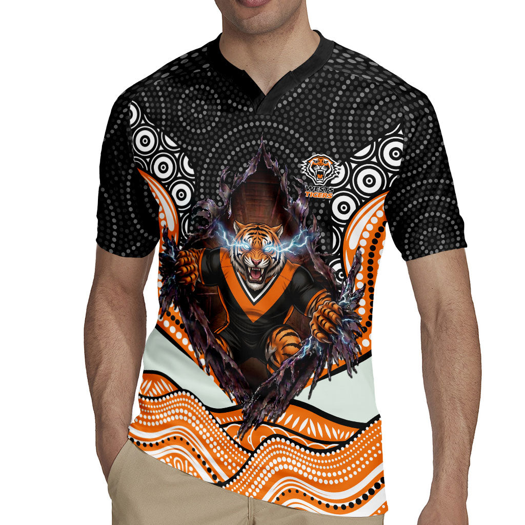Wests Tigers Rugby Jersey The Scream of Lightning Eyes - Indigenous Dot Ripping Effect