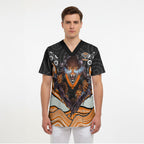 Wests Tigers Scrub Top The Scream of Lightning Eyes - Indigenous Dot Ripping Effect