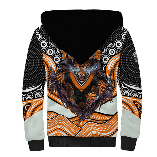 Wests Tigers Sherpa Hoodie The Scream of Lightning Eyes - Indigenous Dot Ripping Effect
