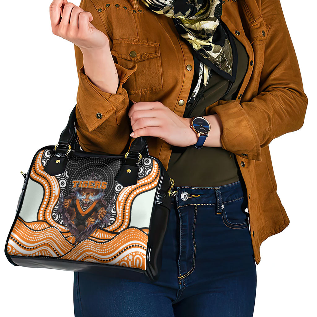 Wests Tigers Shoulder Handbag The Scream of Lightning Eyes - Indigenous Dot Ripping Effect