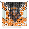 Wests Tigers Shower Curtain The Scream of Lightning Eyes - Indigenous Dot Ripping Effect