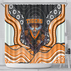 Wests Tigers Shower Curtain The Scream of Lightning Eyes - Indigenous Dot Ripping Effect