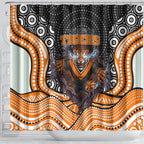 Wests Tigers Shower Curtain The Scream of Lightning Eyes - Indigenous Dot Ripping Effect