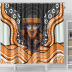 Wests Tigers Shower Curtain The Scream of Lightning Eyes - Indigenous Dot Ripping Effect