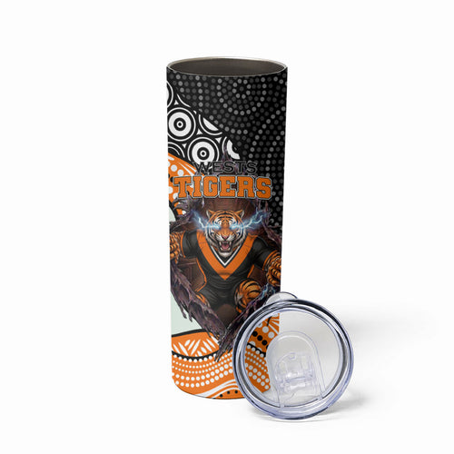 Wests Tigers Skinny Tumbler The Scream of Lightning Eyes - Indigenous Dot Ripping Effect