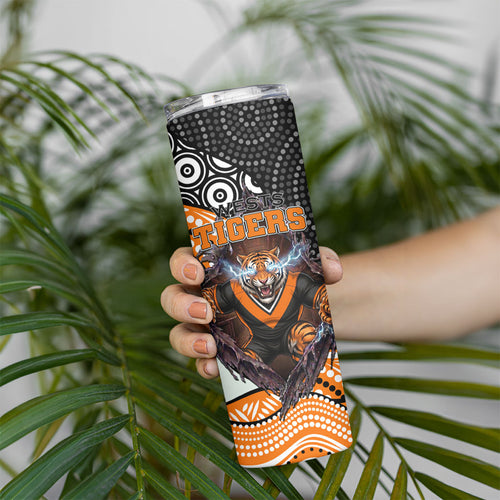 Wests Tigers Skinny Tumbler The Scream of Lightning Eyes - Indigenous Dot Ripping Effect