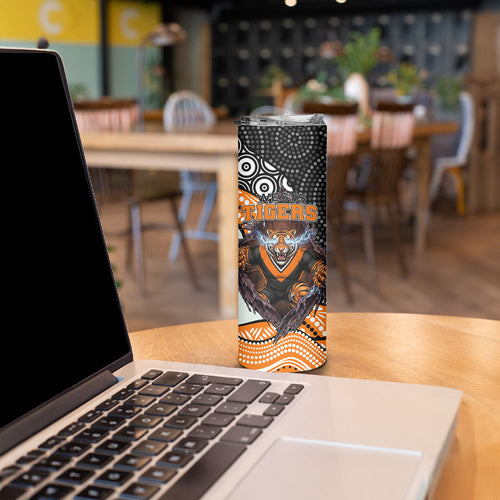 Wests Tigers Skinny Tumbler The Scream of Lightning Eyes - Indigenous Dot Ripping Effect