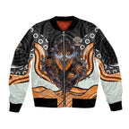 Wests Tigers Sleeve Zip Bomber Jacket The Scream of Lightning Eyes - Indigenous Dot Ripping Effect