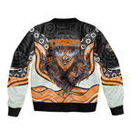 Wests Tigers Sleeve Zip Bomber Jacket The Scream of Lightning Eyes - Indigenous Dot Ripping Effect