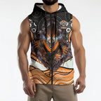 Wests Tigers Sleeveless Zip Hoodie The Scream of Lightning Eyes - Indigenous Dot Ripping Effect