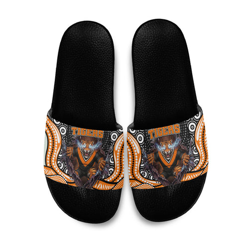 Wests Tigers Slide Sandals The Scream of Lightning Eyes - Indigenous Dot Ripping Effect