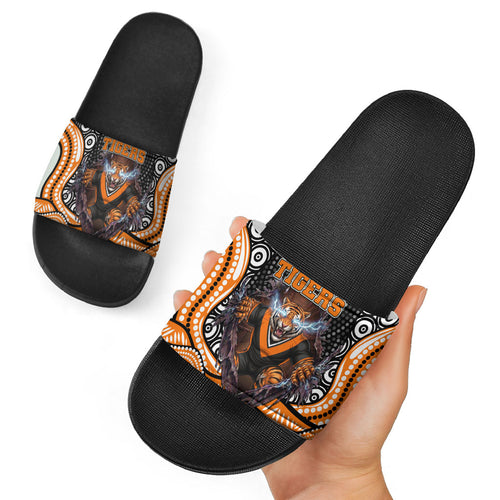 Wests Tigers Slide Sandals The Scream of Lightning Eyes - Indigenous Dot Ripping Effect