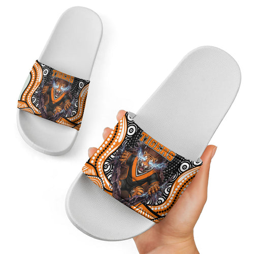 Wests Tigers Slide Sandals The Scream of Lightning Eyes - Indigenous Dot Ripping Effect
