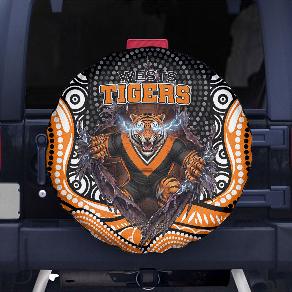 Wests Tigers Spare Tire Cover The Scream of Lightning Eyes - Indigenous Dot Ripping Effect