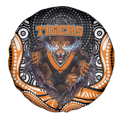 Wests Tigers Spare Tire Cover The Scream of Lightning Eyes - Indigenous Dot Ripping Effect
