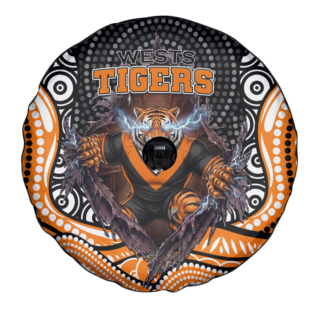 Wests Tigers Spare Tire Cover The Scream of Lightning Eyes - Indigenous Dot Ripping Effect
