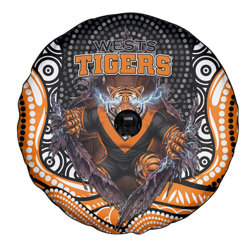 Wests Tigers Spare Tire Cover The Scream of Lightning Eyes - Indigenous Dot Ripping Effect