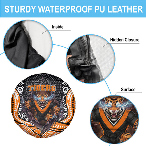 Wests Tigers Spare Tire Cover The Scream of Lightning Eyes - Indigenous Dot Ripping Effect