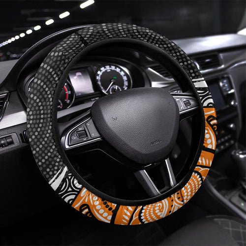 Wests Tigers Steering Wheel Cover The Scream of Lightning Eyes - Indigenous Dot Ripping Effect