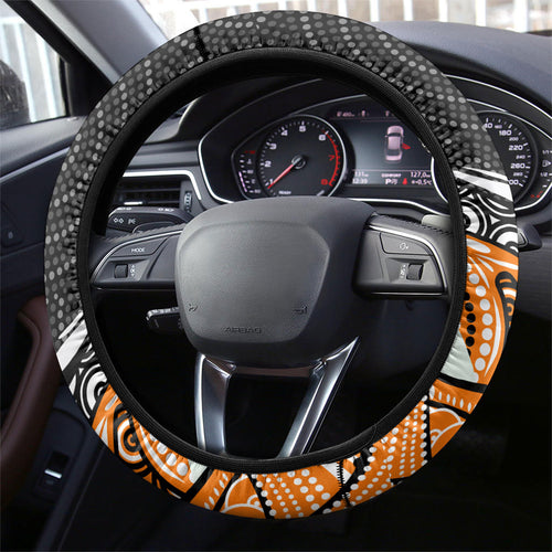 Wests Tigers Steering Wheel Cover The Scream of Lightning Eyes - Indigenous Dot Ripping Effect