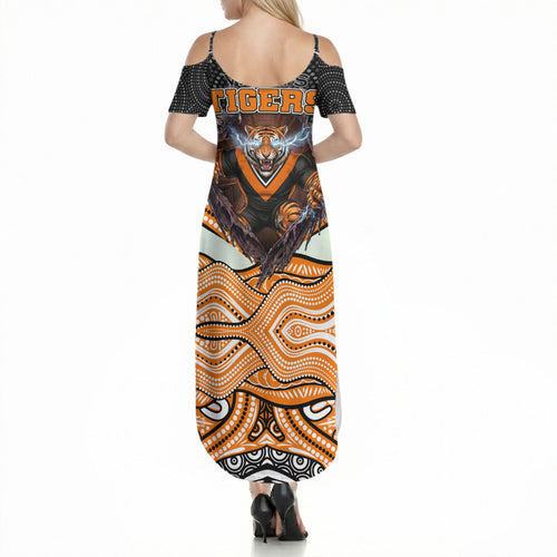 Wests Tigers Summer Maxi Dress The Scream of Lightning Eyes - Indigenous Dot Ripping Effect