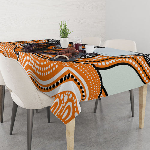 Wests Tigers Tablecloth The Scream of Lightning Eyes - Indigenous Dot Ripping Effect