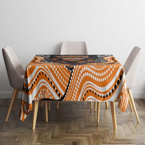 Wests Tigers Tablecloth The Scream of Lightning Eyes - Indigenous Dot Ripping Effect