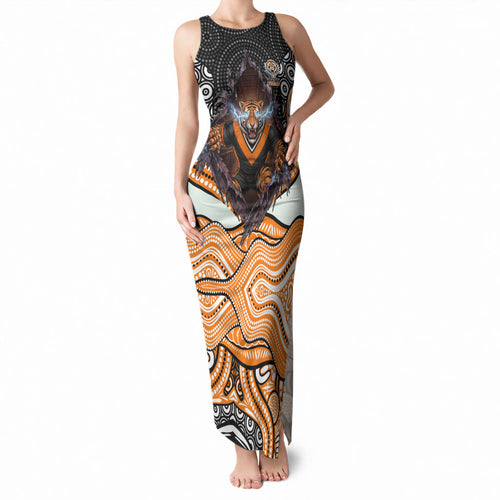 Wests Tigers Tank Maxi Dress The Scream of Lightning Eyes - Indigenous Dot Ripping Effect