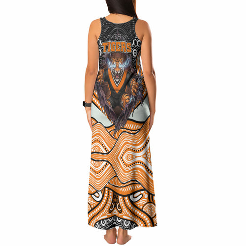 Wests Tigers Tank Maxi Dress The Scream of Lightning Eyes - Indigenous Dot Ripping Effect