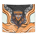 Wests Tigers Tapestry The Scream of Lightning Eyes - Indigenous Dot Ripping Effect